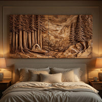Redwood Camp and Mountain Carved Timber Wall Panel, view 6 — view 6
