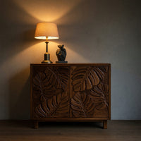 Solid Wood Sideboard With Leaf Carved Doors Home, view 6