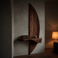 Solid Wood Natural Wood Floating Shelves Shelf Sculptural Entryway, view 6
