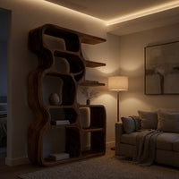 Rounded Cell-Form Bookshelf in Solid Hardwood, view 6