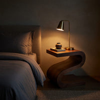 Solid Wood Nightstand Artistic With Undulating Shape Bedroom, view 6