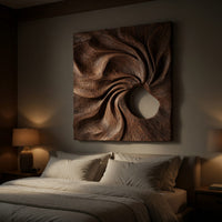 Spiral Vortex Carved Walnut Wall Relief Panel, view 6 — view 6