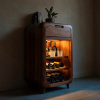 Solid Wood Bar Cabinet Wine With Shelves Drawer Area, view 6