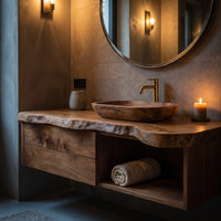 Solid Wood Bathroom Vanity Handcrafted Live Edge Interiors, view 6