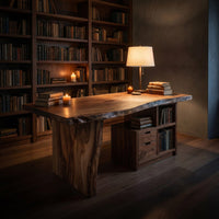 Solid Wood Vanity Desk With Storage Drawers, view 6