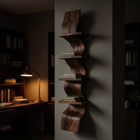 Solid Wood Wall Mounted Shelf Curved Floating Statement Living Room, view 6