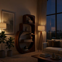 Four-Tier Bookshelf with a Carved Circular Base, view 6