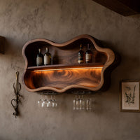 Solid Wood Wine Rack Glass Holder Open Dining Area, view 6