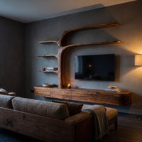 Handcrafted Tv Cabinet With Multi Branch Shelves For Living Room, view 6