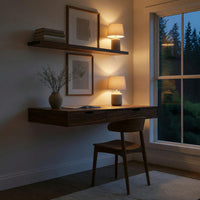 Slim Floating Desk in Solid Walnut with Two Drawers, view 6