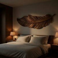 Hand-Carved Feather Relief, Barb by Barb in Solid Wood, view 6 — view 6