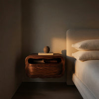 Solid Wood Nightstand Floating With Soft Curves Bedroom, view 6