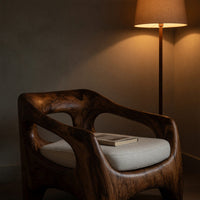Solid Wood Chair Armchair With Sculptural Frame Porch, view 6