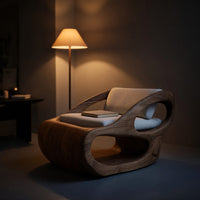 Solid Wood Chair Artistic Organic Lounge Home, view 6