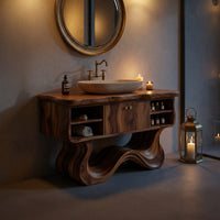Solid Wood Bathroom Vanity With Open Shelf Spa, view 6