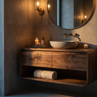 Solid Wood Bathroom Vanity Minimalist Floating Areas, view 6