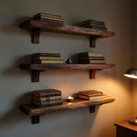 Solid Wood Natural Wood Floating Shelves Handcrafted Shelf Entryway Christmas, view 6