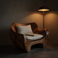 Solid Wood Chair Sculpted Armchair Living Room Lounge, view 6