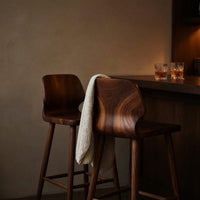 Solid Wood Bar Stool Curved With Smooth Backrest Dining, view 6