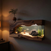 Solid Wood Aquarium Stand Wall Mounted Frame Living Room Office, view 6