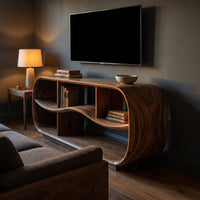 Contemporary Rounded Tv Console For Open Living Space, view 6