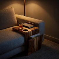 Solid Wood Sofa Arm Table Handcrafted Live Edge Armrest, view 6