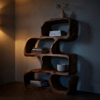 Solid Wood Standing Shelf Artistic Modern Home, view 6