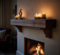Solid Wood Floating Fireplace Mantel Rustic Shelf Living Room, II, view 6