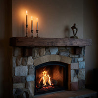 Solid Wood Floating Fireplace Mantel Rustic With Beam Holiday Decoration, view 6