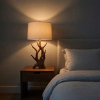 Rustic Sculptural Wood Wall Light For Bedroom Interior, view 6