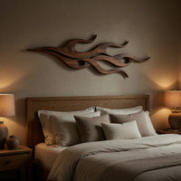 Twin Flame Walnut Wall Art Panel, Slim Silhouette, view 6 — view 6