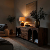 Solid Wood Sideboard With Arched Compartments Living Room, view 6