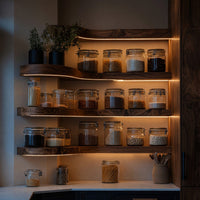 Solid Wood Spice Rack Mid Century Handmade Storage Kitchen Wall, view 6