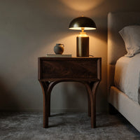 Solid Wood Nightstand Arch Leg With Drawer Bedroom, view 6