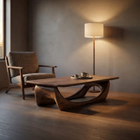 Minimal Coffee Table Smooth Curved Base For Living Room, view 6