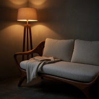 Solid Wood Sofa Statement With Curved Backrest Living, view 6