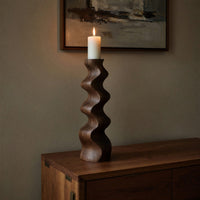 Solid Wood Candle Holder Handcrafted Stand Furniture Accent Display, view 6