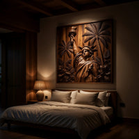 Chisel-Cut Liberty and Palms, Framed Wall Art Panel, view 6 — view 6