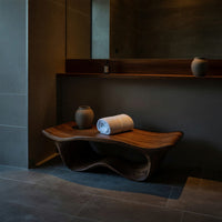 Solid Wood Teak Shower Bench Sculptural Bathroom, view 6