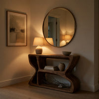 Hand-Carved Wave-Sided Console Table in Solid Walnut, view 6