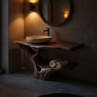 Solid Wood Live Edge Vanity Solid Bathroom Organic Minimalist Bath, view 6