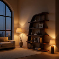 Arched Bookshelf with Sweeping Sail-Cut Side Panel, view 6