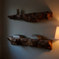 Solid Wood Natural Wood Floating Shelves Artistic Sculptural Shelf Living Room, view 6