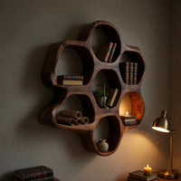 Solid Wood Wall Mounted Shelf Mid Century Hallway Entryway, view 6