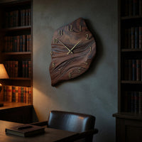 Solid Wood Clock Minimalist Wall Organic Shape Living Room, view 6