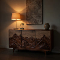 Solid Wood Sideboard With Mountain Relief Home, view 6