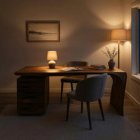 Waterfall-Leg Desk with a Three-Drawer Pedestal, view 6