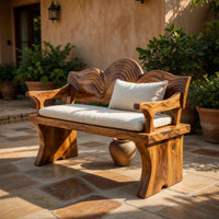 Solid Wood Outdoor Garden Bench Live Edge Entryway Interior Home, view 6