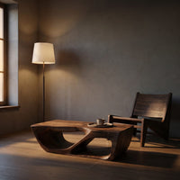 Modern Coffee Table With Curved Storage For Living Room, view 6