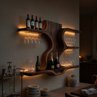 Solid Wood Wine Rack Open Shelf Entertaining Area, view 6